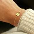 thumbnail image 2 of Turandoss 14K Gold Plated Dainty Charm Disc Pearl Initial Link Bracelet for Women Girls Letter A-Z Jewelry Personalized Birthday Gift for Women Friend, 2 of 8