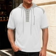 thumbnail image 6 of Men's Colorblock Short Sleeve Hoodie T-Shirt | Cotton Blend Pullover Hooded Top | Crewneck, Athletic Fit, Kangaroo Pocket | Breathable, Stretch Fabric | Casual Daily, | Zenithor,White 3XL, 6 of 9