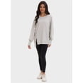 thumbnail image 6 of Women Oversized Sweatshirts Crewneck Side Slit Pullover Long Sleeve Casual Tops, 6 of 6