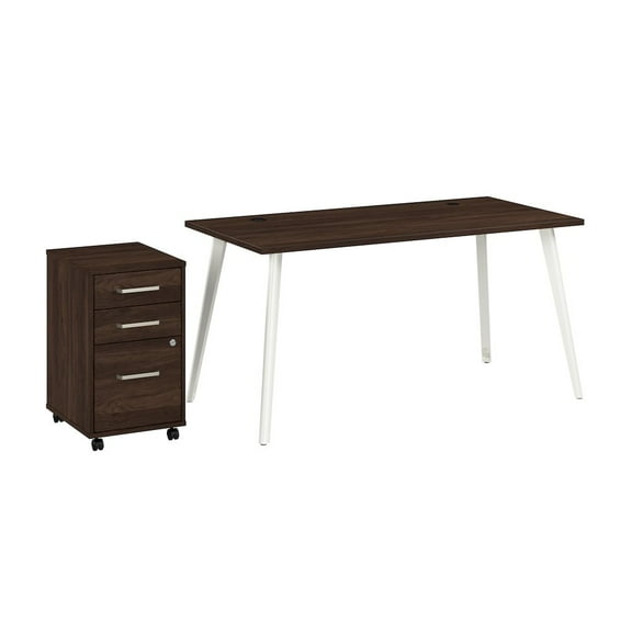 Bush Business Furniture Vista 60W Desk with Splayed Metal Legs and 3 Drawer Mobile File Cabinet