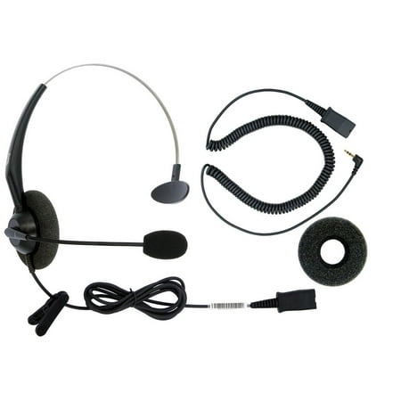 DailyHeadset 2.5 mm Jack Corded Phone Headset QD Over Ear Headphones For Cordless IP Phone Home Landline