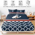 thumbnail image 5 of Full Size Fitted Sheet Set - Navy Blue Anchor 3 Piece Bedding Sets 16" Deep Pocket Fitted Sheet with 2 Pillowcases Nautical Ocean Retro Striped Geometric Brushed Microfiber Hotel Luxury Bed Sheets, 5 of 9