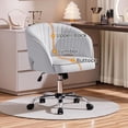 thumbnail image 2 of Silla giratoria de terciopelo Yaheetech para escritorio, gris claro, 2 of 9