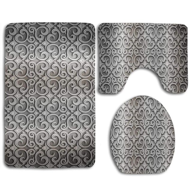 Juego de alfombras de baño ABPHQTO Cont-CHAPPLE-18160 3 piezas Plata