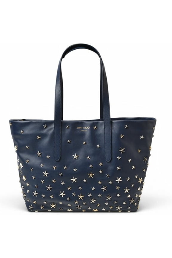 Pre-Owned Jimmy Choo tote bag, Sofia navy, star studs, mixed design.