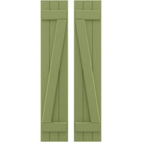 Ekena Millwork 10 1/2"W x 82"H Americraft Three Board (2 Batten) Exterior Real Wood Joined Board-n-Batten Shutters w/ Z-Bar (Per Pair), Moss Green