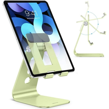 Adjustable Tablet Stand for Desk, Upgraded Longer Arms for Greater Stability, T2 Tablet Holder with Hollow Design for Bigger Sized Phones and Tablets Such as iPad Pro/Air/Mini, Green