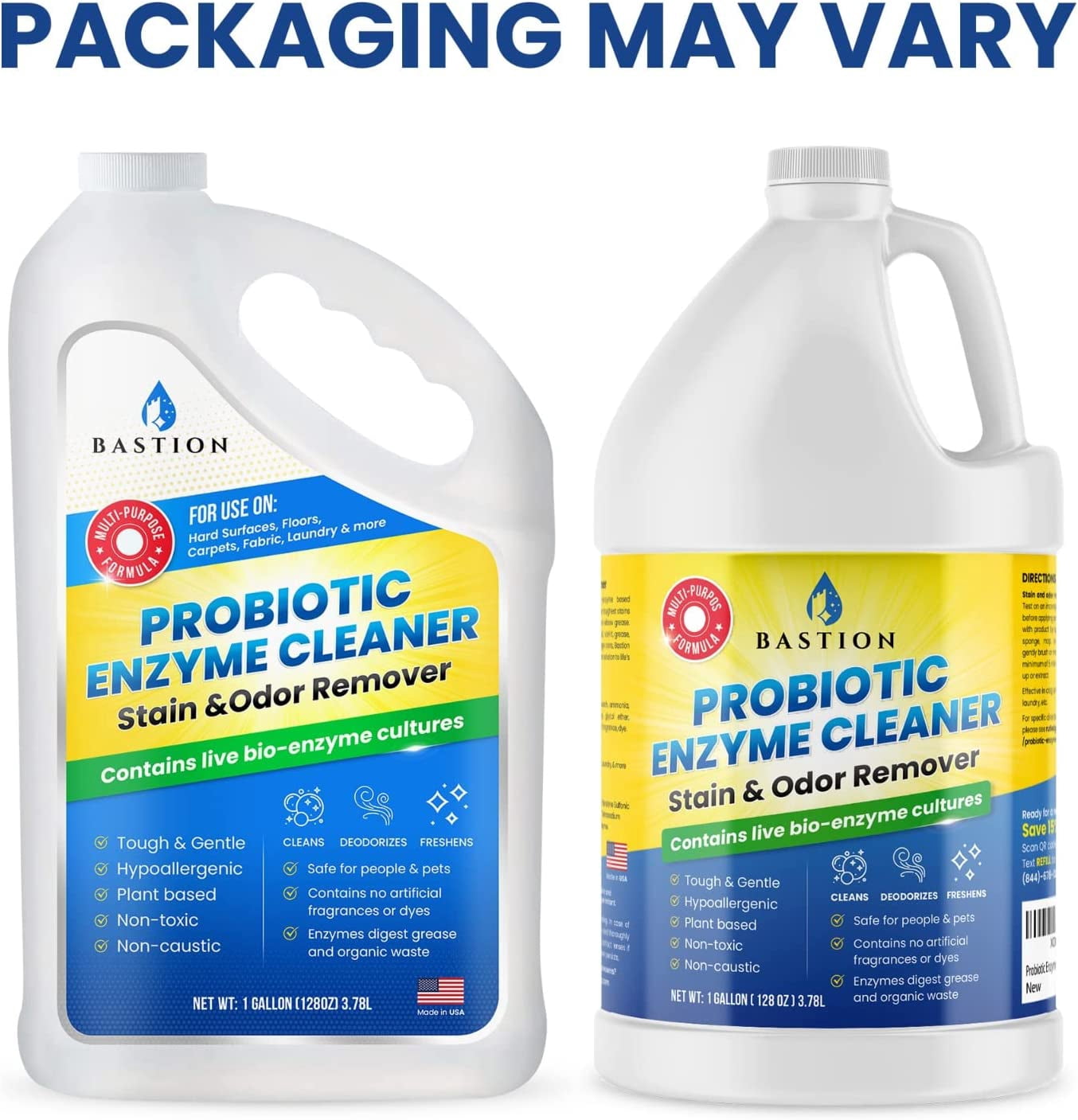 Probiotic Enzyme Cleaner - Professional Strength Solution -One Gallon- Natural Bio-Enzymatic Stain & Odor Remover - No Rinse Formula - Dye Free (Packaging May Vary)