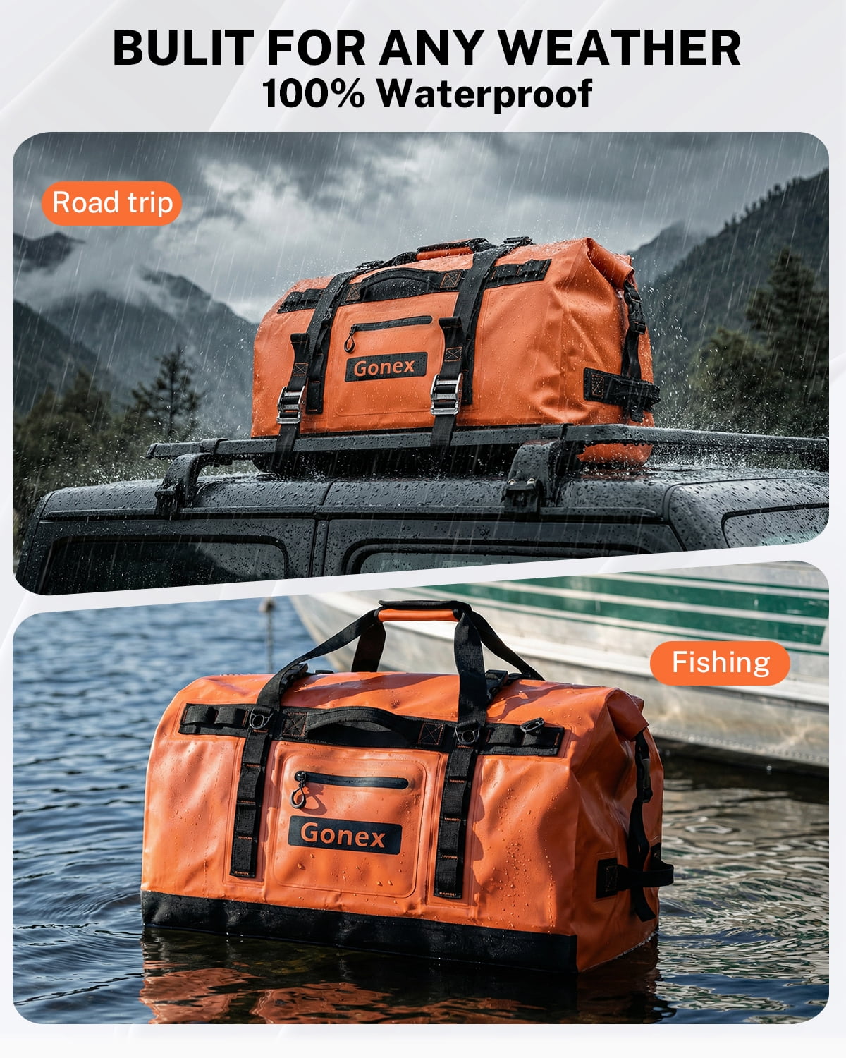 Gonex 90L Waterproof Dry Duffel Bag, 3-in-1 Convertible Large Backpack - Heavy Duty Travel Gear Hauler with Reinforced Thickened Bottom for Kayaking Paddleboarding Boating Rafting Fishing
