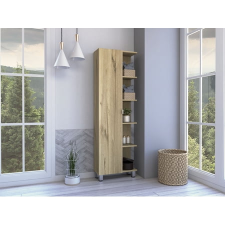 DUOSONG Los Angeles Linen Cabinet Five Shelves One Cabinet Divisions Beige Melamine Bath & Faucets Bathroom Storage
