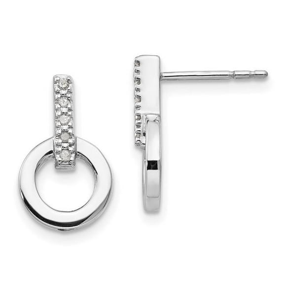 10 mm Sterling Silver 0.05 CT Diamond Earrings, Polished