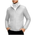thumbnail image 3 of Sookity Men's Quilted Puffer Jacket Water-Resistant Quilted Puffy Coat Lightweight Warm Winter Coat with Stand Collar Casual Windproof Outerwear Top abrigos para hombres de invierno White,S, 3 of 8