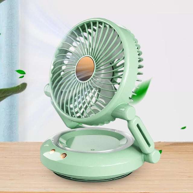Ventilador de escritorio y pared 2 en 1 Perfecl Ventilador personal pequeño con luz nocturna LED Operación silenciosa plegable Verde