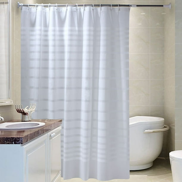 Cortina de ducha moderna para baño - tela blanca de poliéster, impermeable, 59x71 in (150x180 cm) con 10 ganchos