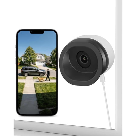 A60 Pro WiFi Window Camera for , 2.4GHz/5GHz WiFi Cameras Indoor, Color Night Vision, AI Detection, Mount (No Drilling Required)