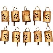 Vivanta 10 Pcs Vintage Hanging Metal Bells – Rustic Gold Farmhouse Ornaments for Crafts, Door Knobs, Wind Chime & Wall Decor