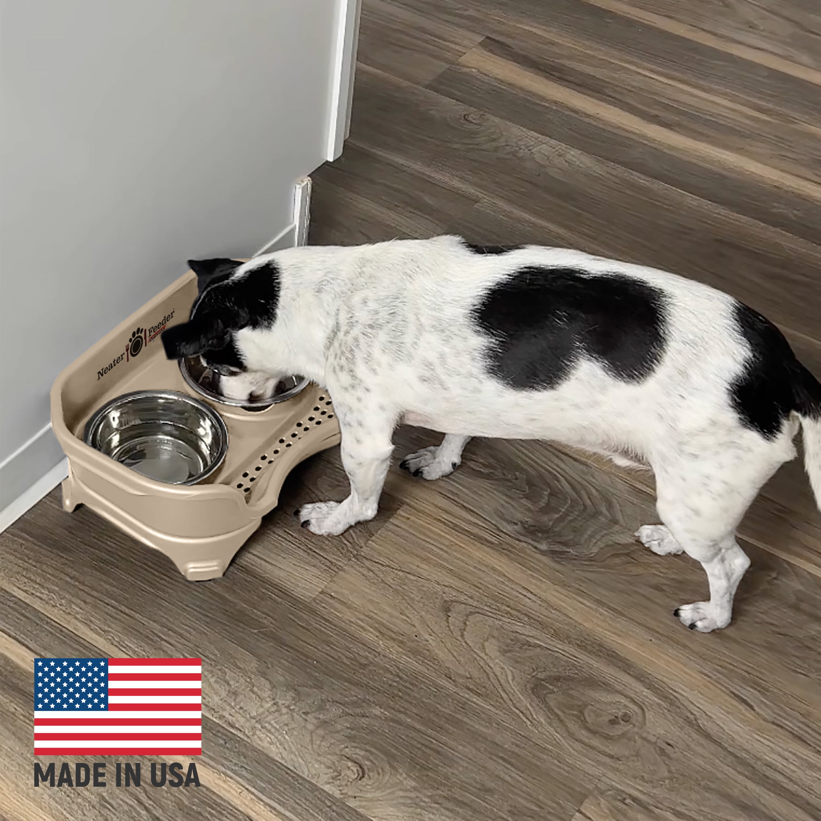 Neater Pets Neater Feeder Express Mess-Proof Elevated Food & Water Bowls for Small Dogs, Almond
