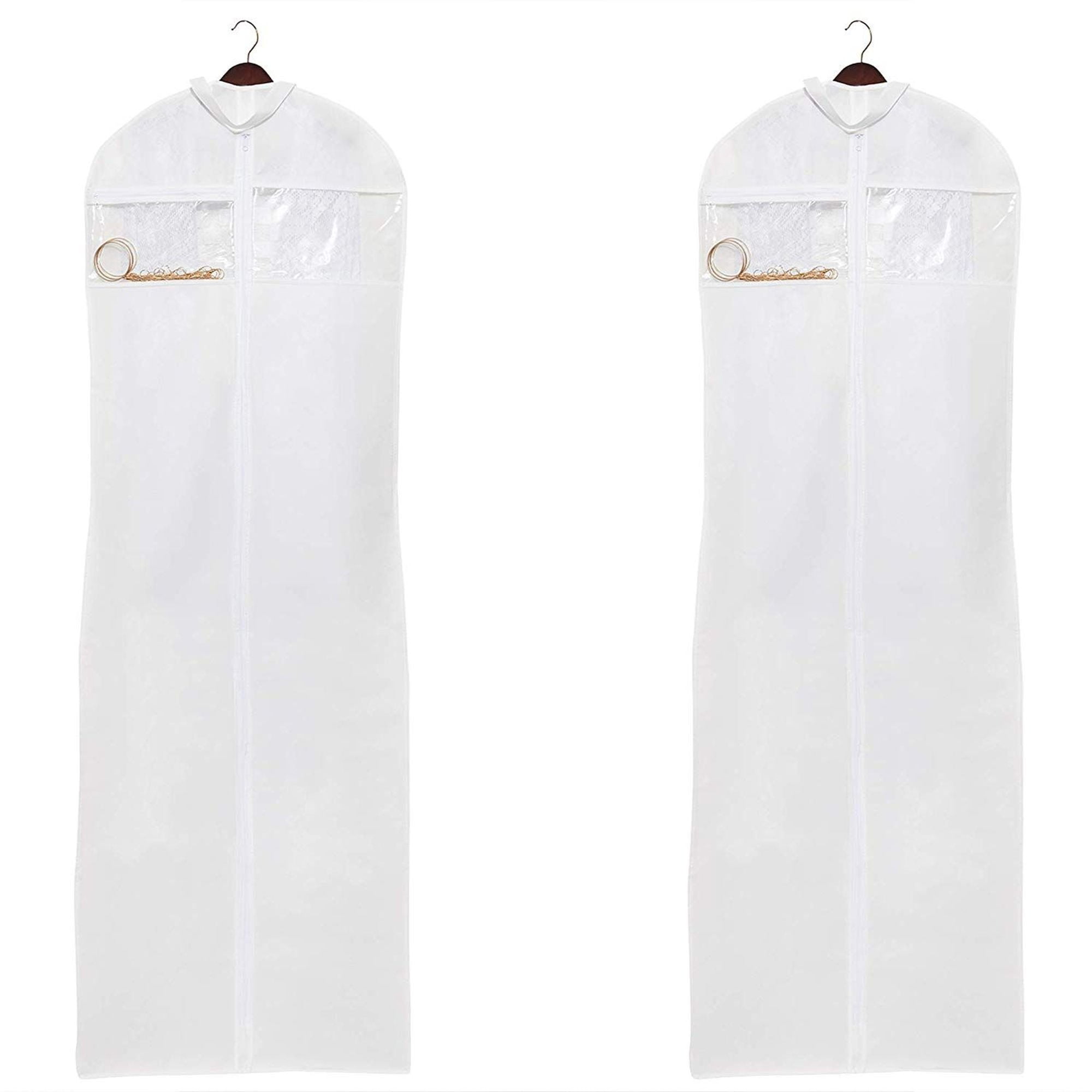 2 Pack Long Dress Wedding Gown Garment Bag with Accessories Zipper
