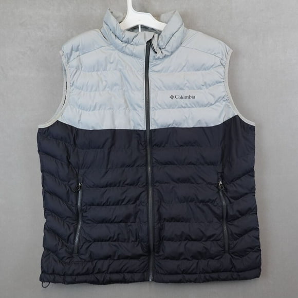Columbia Vest Men's XXL White Out Omni Heat Puffer Full Zip Insulated Outdoor Grey