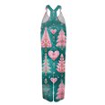 thumbnail image 3 of Women's Summer Overalls with Christmas Print - Vintage Jumpsuit (Non-Adjustable Straps), Cyan, Size XL, 3 of 4