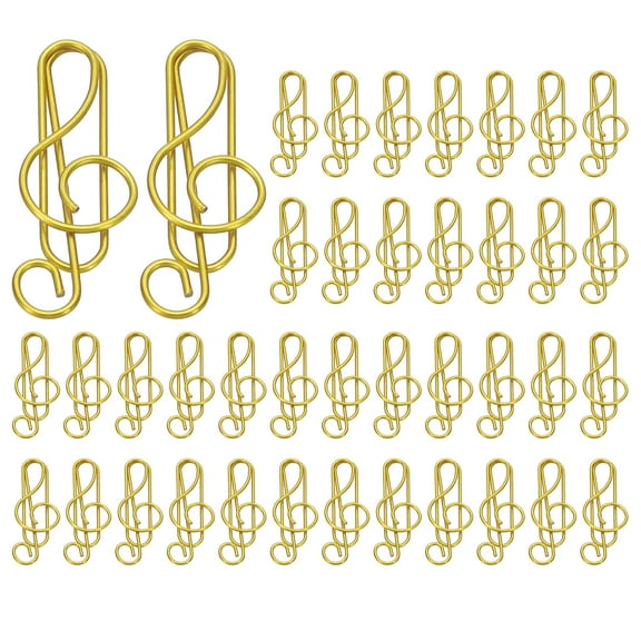 Uxcell 100Pcs Music Note Shape Cute Paper Clip for Fun Office Supplies, Gold