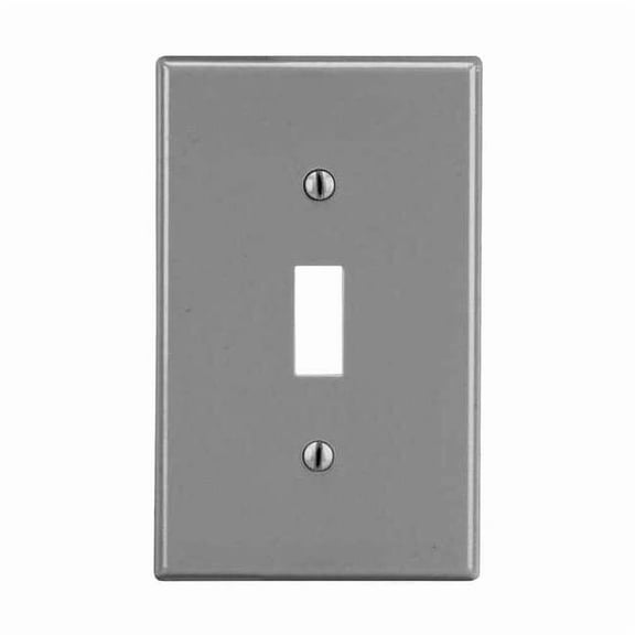 Hubbell Wiring Device-Kellems Tgl Swch Wll Plt,Stnd;Gray,1Gng,Smth Stn P1GY