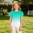 thumbnail image 4 of Teylalorva Girls Graphic T-Shirt, Casual Cute Puff Short Sleeve Crewneck Summer Kids Trendy Tee Mint Green Size 14, 4 of 8