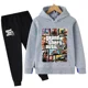 thumbnail image 3 of Conjunto de 2 piezas de sudaderas con capucha y pantalones largos de dibujos animados para niños, juego de Gta 5, ropa para niños de 4 a 14 años, chándal de otoño, 3 of 5