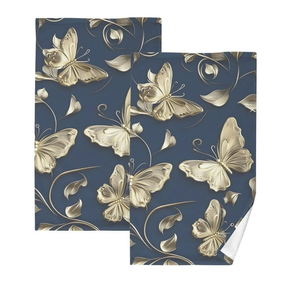 Ryvnso 3d Butterflies-d5 Cotton Hand Towels Sets Face Towel 2 PCs Bathroom Decorative