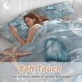thumbnail image 4 of 3 Piece Blue Jellyfish Coastal Duvet Cover Set California King,Microfiber Comforter/Quilt Cover with Corner Ties and 2 Pillowcases,Summer Beach Nautical Starfish Coral Bedding with Zipper Closure, 4 of 8