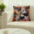 thumbnail image 2 of TanSiDing 3pcs Cartoon Cats Printed Pillow Cover Embroidered Style Decorative Cushion Case Soft Linen Fabric for Sofa Living Room Bedroom Decor 45*45cm, 2 of 6