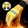 thumbnail image 4 of Par de guantes de cuero de vaca ignífugos y resistentes al calor, guantes de seguridad largos, 4 of 12