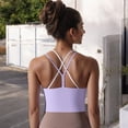 thumbnail image 5 of Women's Double Strap Athletic Crop Tank Top with Built-In Bra- Small, Purple, 5 of 7