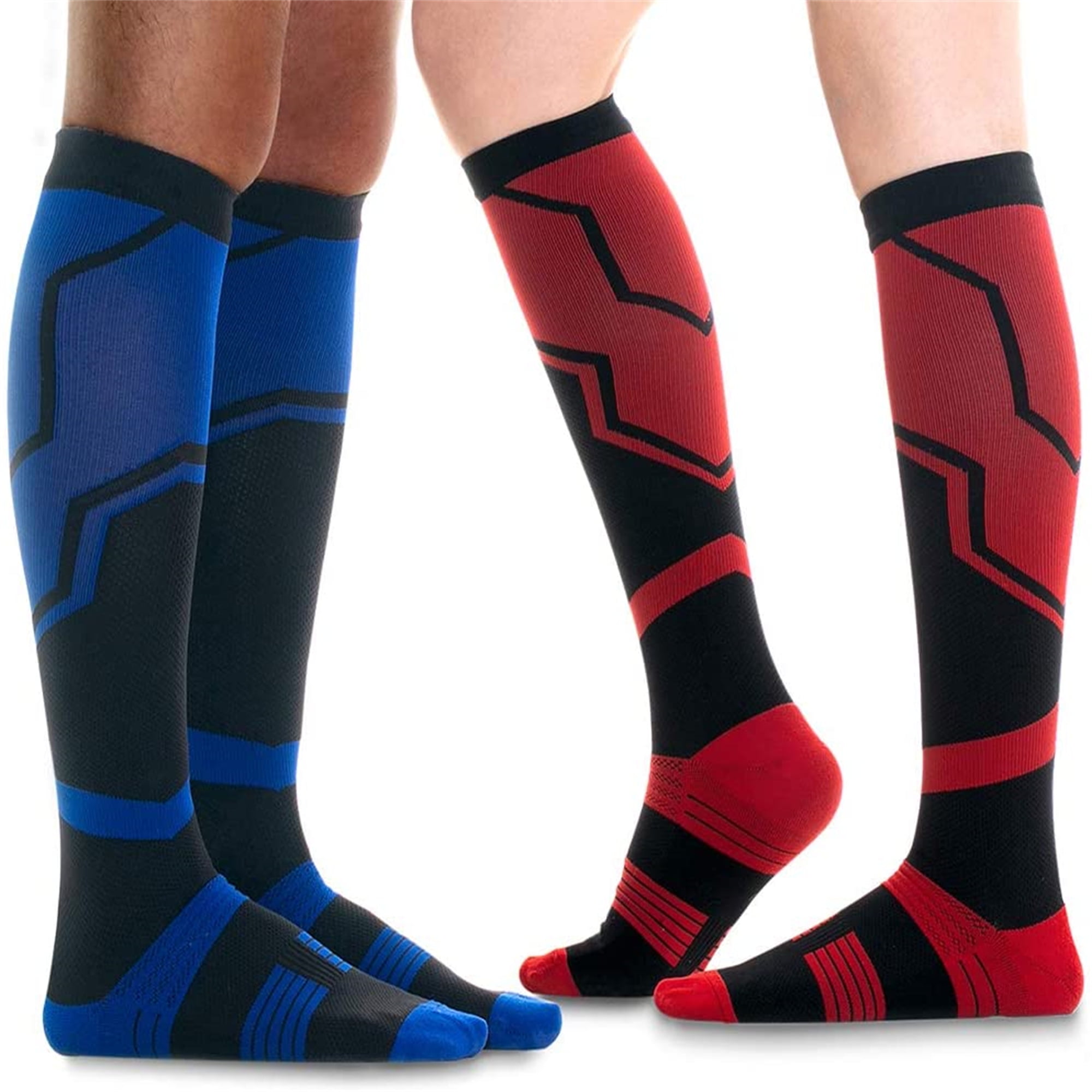 Toes&Feet Mens and Womens 2-Pack Red Anti Odor Quick Dry Compression Ankle Running Socks L