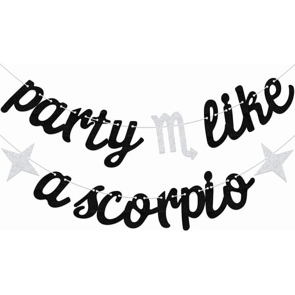 Party Like a Scorpio Banner 12 Zodiac Constellations Scorpio Birthday Party Decorations Black