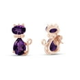 thumbnail image 3 of AFFY Pear & Oval Shape Simulated Amethyst Cute Animal Kitty Cat Stud Earrings In 14k Rose Gold Over Sterling Silver, 3 of 5