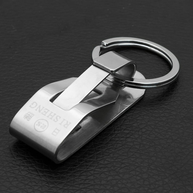 LIQUID Stainless Steel Keyring Security Clip On Heavy Duty Belt Key Clip  Belt Keychain 2 Detachable Keyrings Belt Key Holder 