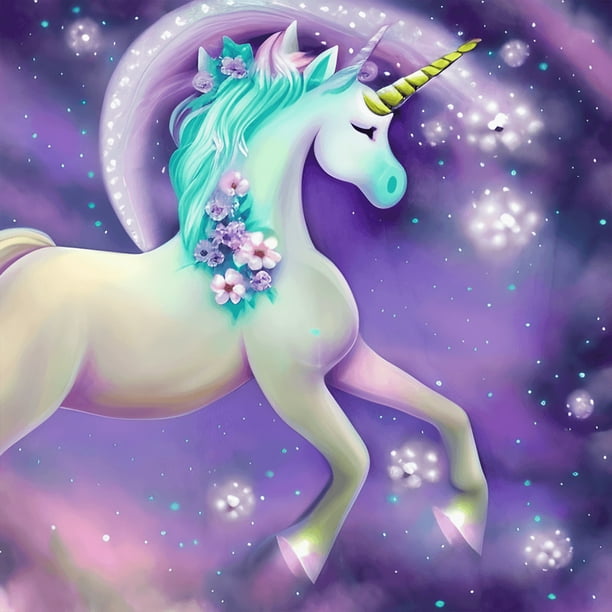 Pintura de diamante 5D DIY Taladro redondo completo Unicornio Kit Decoración del hogar Artesanía(6) Hugtrwg Para estrenar