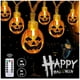 thumbnail image 1 of Cadena de luces de Halloween, luces LED impermeables de calabaza, luz navideña para decoración de interiores y exteriores con 8 modos de parpadeo, luz de decoración de Halloween con USB o batería (40 luces, 20 pies, blanco cálido) Zhivalor XMWJ094, 1 of 8