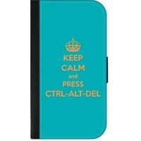 Keep Calm and Press ctrl-alt-del - Wallet Style Cell Phone Case with 2 Card Slots and a Flip Cover Compatible with the Apple iPhone 7 Plus and 8 Plus Universal