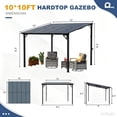 thumbnail image 2 of Leukture 10' x 10' Wall Mounted Lean to Metal Awnings with Sloped Roof Outdoor Patio Gazebo Awning for Backyard Deck White, 2 of 4