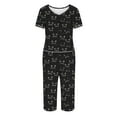 thumbnail image 6 of Tnhcen Women's Casual Loose Sleepwear Set - V-Neck Print Short Sleeve Top + Elastic Waist Capri Pants with Side Pockets | S-2XL | Pajamas Set Loungewear, 6 of 6