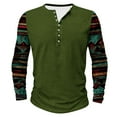 thumbnail image 2 of LEBONYARD Mens Shirts Clearance,Men's Fashion Casual Ethnic Style Printed Long Sleeve Crewneck Top/shirt Green XXXL, 2 of 4