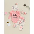 thumbnail image 2 of Jxzom Hello I'm New Here Baby Clothes Set Newborn Ruffle Ribbed Romper Top Floral Shorts Set Little Coming Home Spring Outfit, 2 of 8