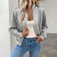 thumbnail image 2 of Stichou Bomber Jacket for Women Trendy Sparkly Coats for Nights Going Out Casual Spring Fall Outerwear Zip Up Gray XS, 2 of 7
