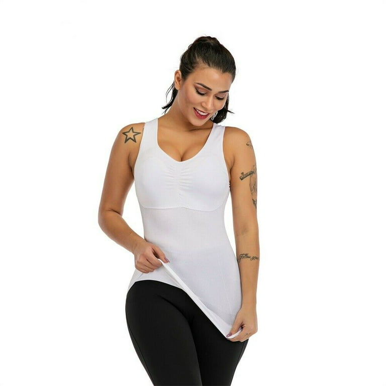 Women's Sleeveless Tummy Control Conpression Tank Top with Built In  Removable Bra Pads Ultra Strong Shaping Body Shaper Vest Waist Trainer  Shaper Underbust Camisole
