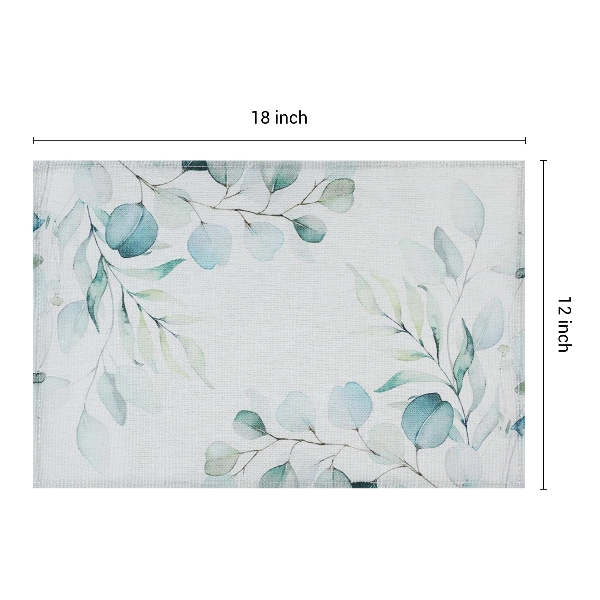 Unique Bargains Farmhouse Placemats Set of 6 Linen Placemats Light Green 18*12in