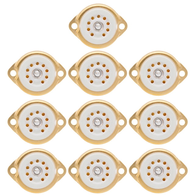 10PCS GZC9-F B9A New 9Pin Gold Plated Tube Sockets Ceramic Base Suitable for 12Ax7/12Au7/12AT7