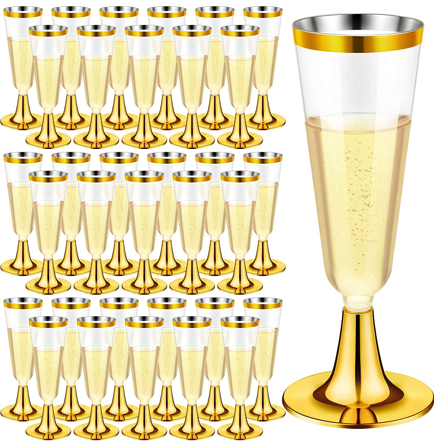 100 Pack Champagne Flutes 5 oz Plastic Disposable Champagne Glasses