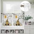 thumbnail image 5 of Kitchen Window Curtains Valance and Tier Set, Farmhouse Yellow Black Gnome Rod Pocket Tier Curtain Valance Set, Spring Bee Daisy Flower Wood Board Light Filtering Cafe Curtains for Bedroom, 5 of 9